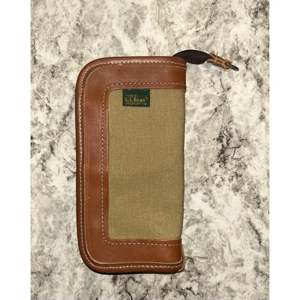 Vintage L.L. Bean Canvas Leather Zip Around Traveler Wallet Organizer Freeport